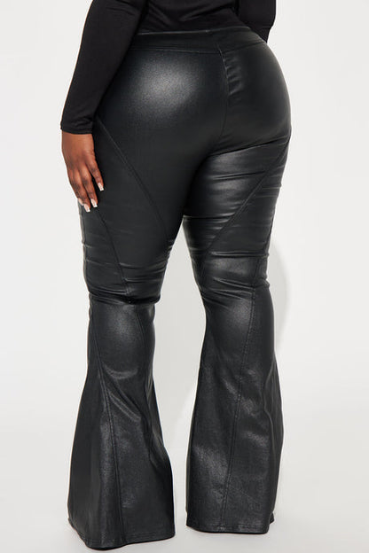 Leather waterproof flared pants