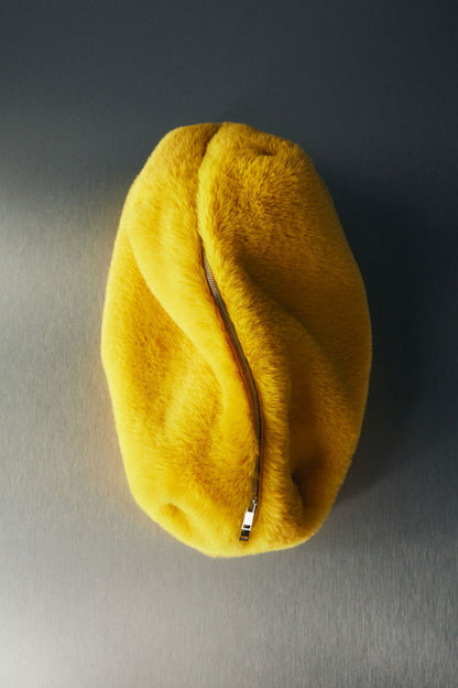 Oversized faux fur clutch