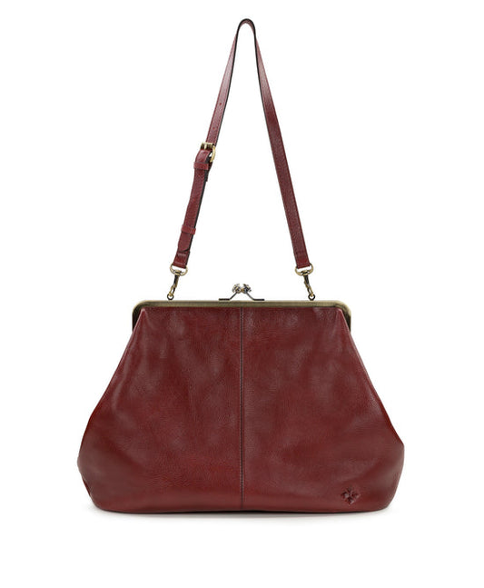 Large Kiss Lock Bag in Rugged Natural Grain Leather