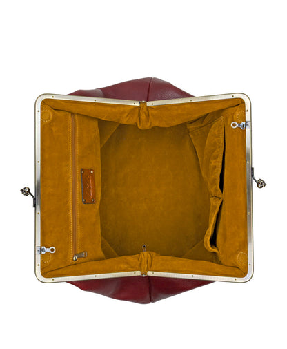 Large Kiss Lock Bag in Rugged Natural Grain Leather