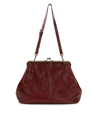 Large Kiss Lock Bag in Rugged Natural Grain Leather