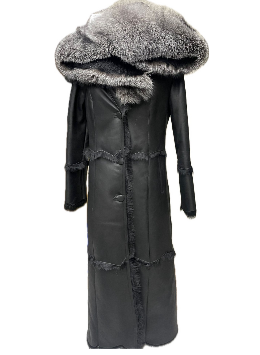 Long-sleeved fur collar long coat