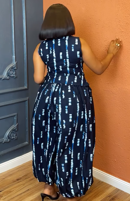 "Harem pants x vest" set