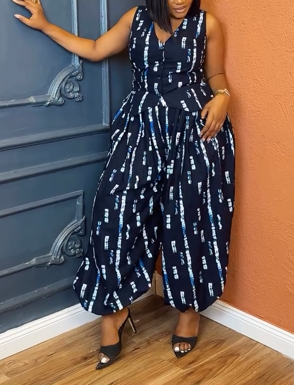 "Harem pants x vest" set