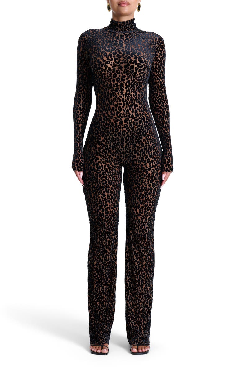Leopard print long-sleeved jumpsuit/dress