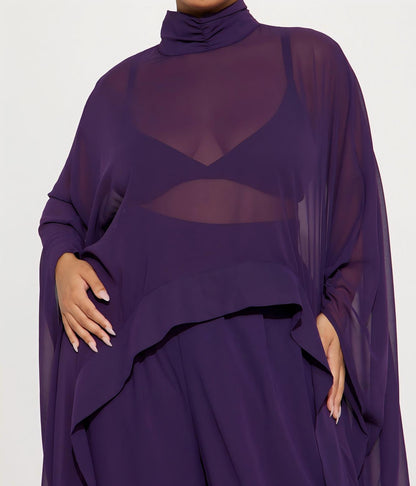 Draped Pant Set - Eggplant