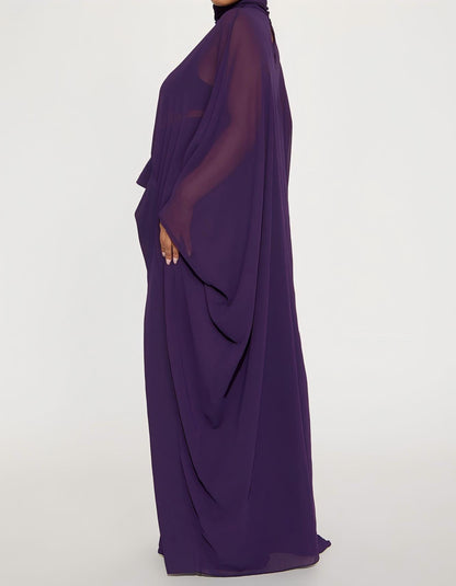 Draped Pant Set - Eggplant