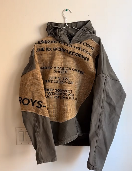 Denim panelled hoodie