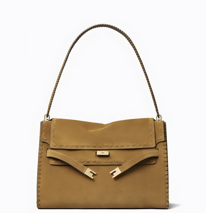 Women's Large Metallic Suede Shoulder Bag