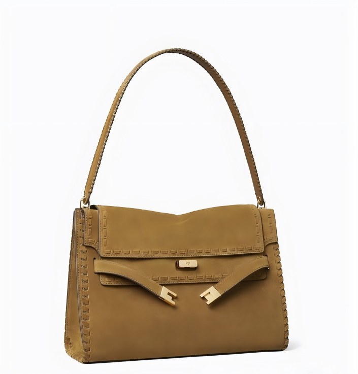 Women's Large Metallic Suede Shoulder Bag