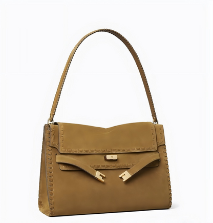 Women's Large Metallic Suede Shoulder Bag