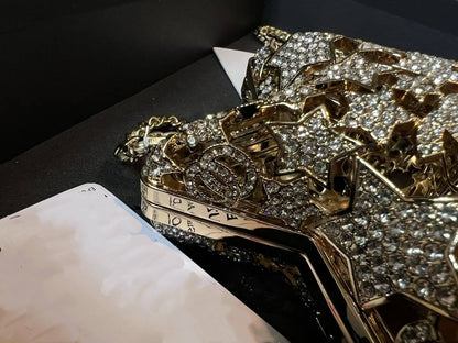 Five-pointed star diamond evening bag mini hollow metal star bag