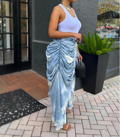 Brushed fringe jeans