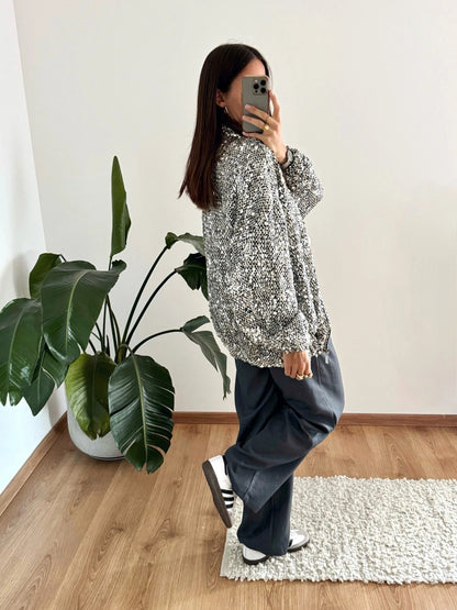 Silver sequined bomber jacket