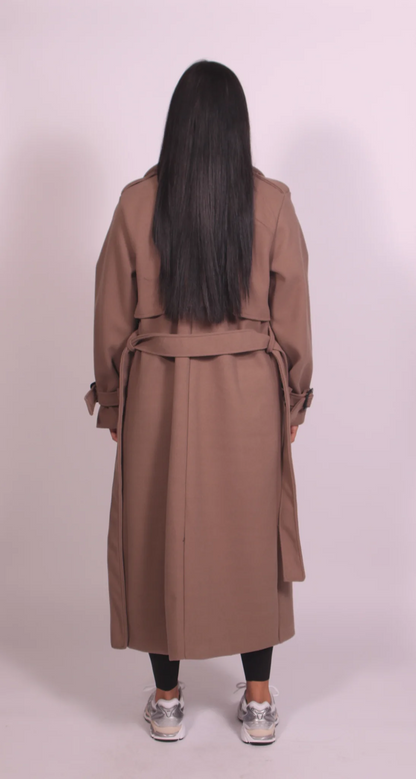 Adjustable belted cuff trench coat
