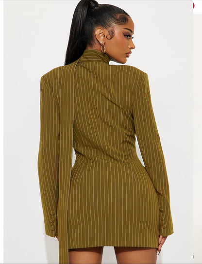 Pinstripe blazer mini dress