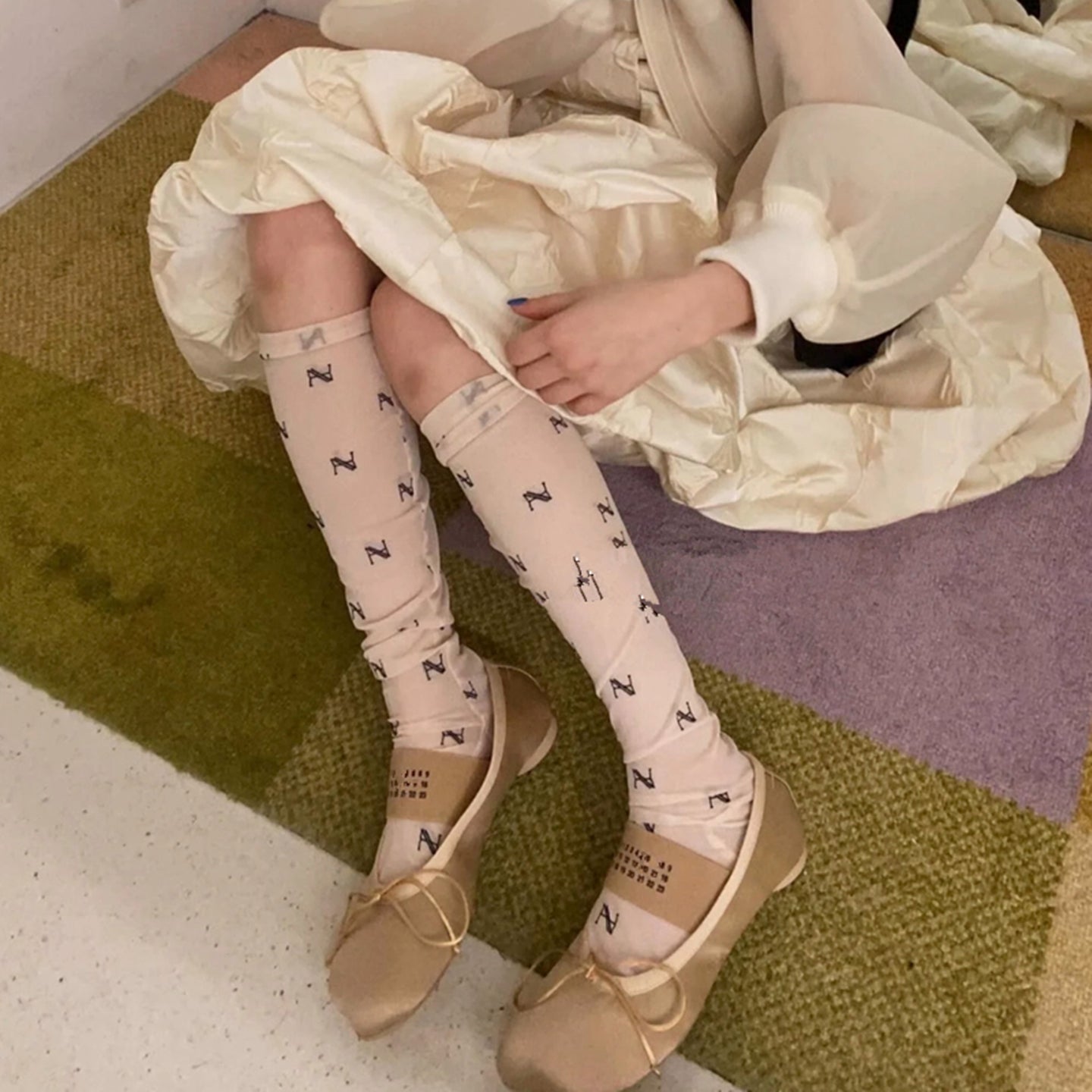 Women's genuine leather and satin flat ballet shoes