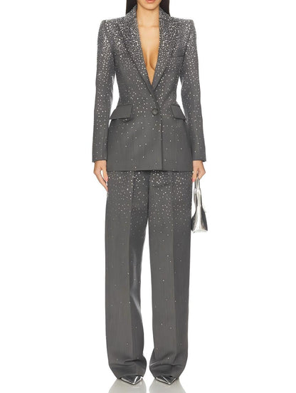 Rhinestone two-piece suit