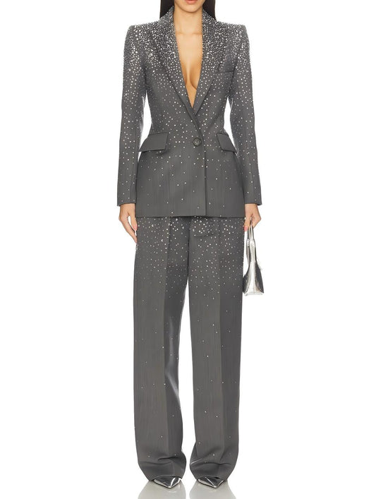 Rhinestone two-piece suit