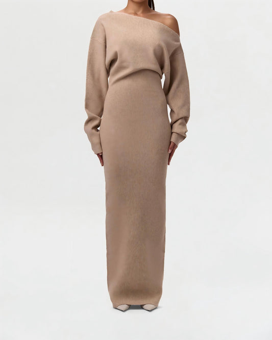 Knit Off-Shoulder Sweater Maxi Dress