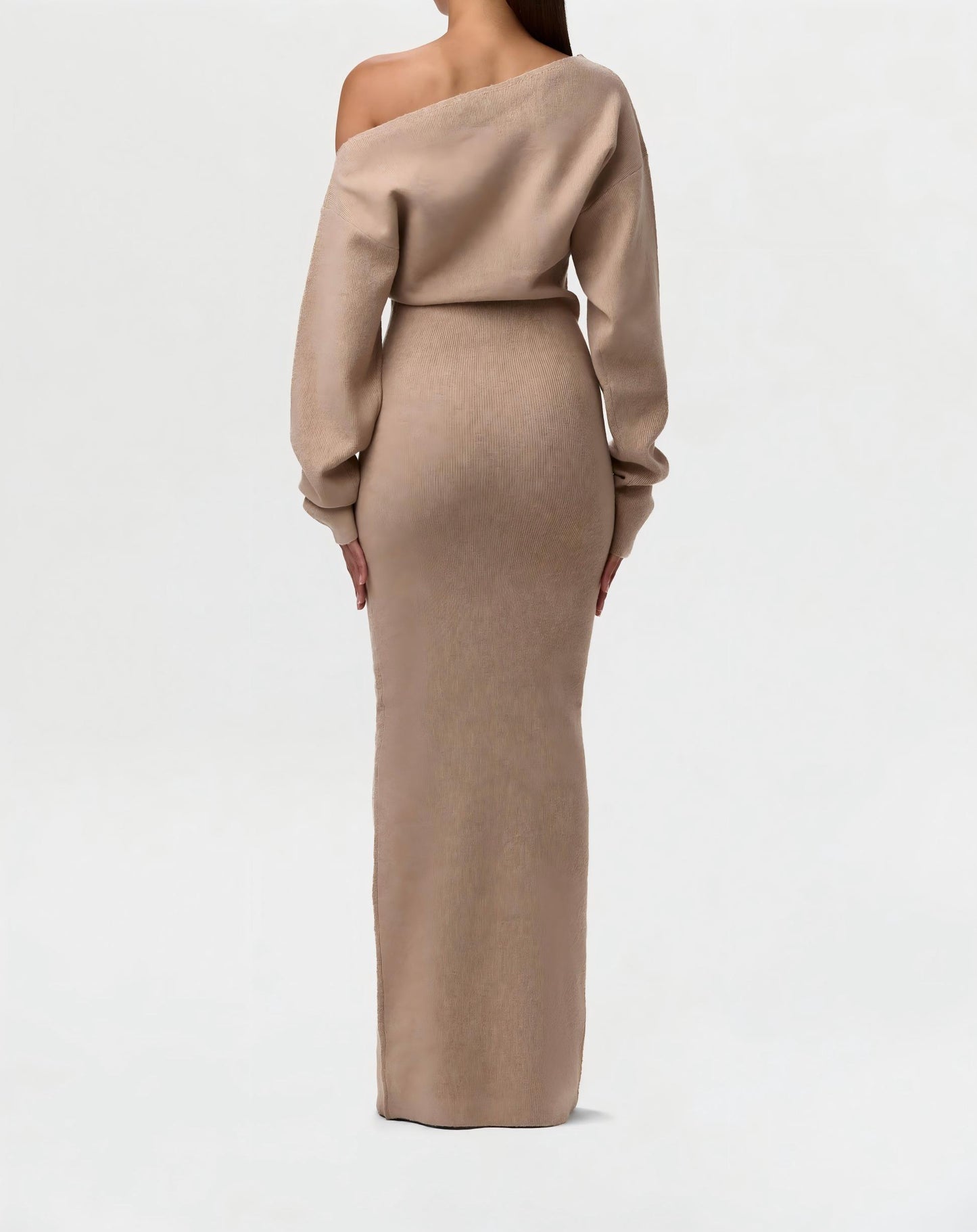 Knit Off-Shoulder Sweater Maxi Dress