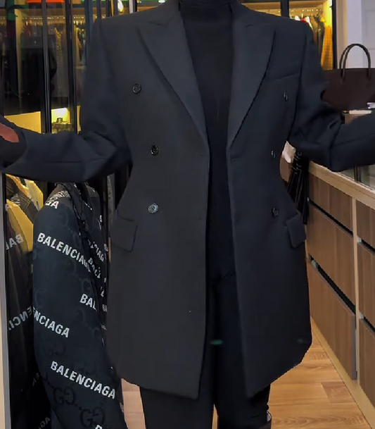Hourglass-shaped suit jacket - black