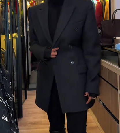 Hourglass-shaped suit jacket - black