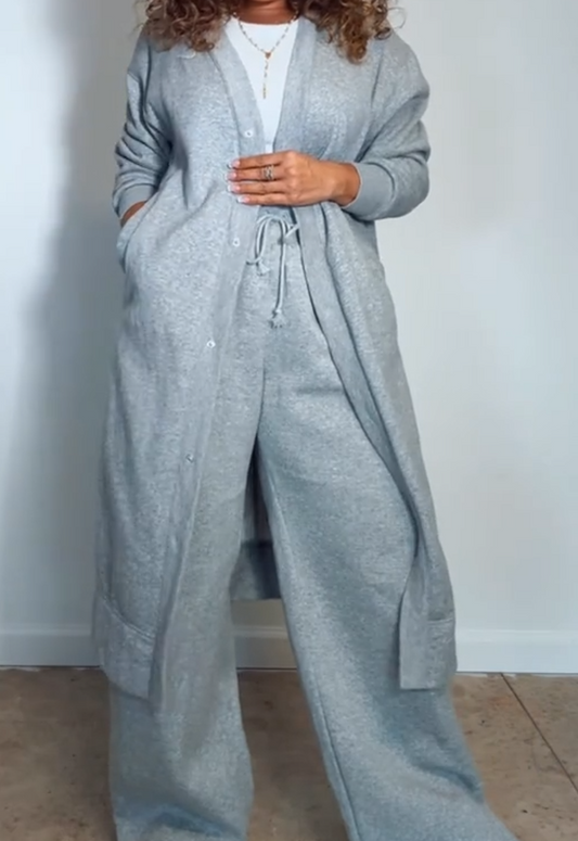 Long cardigan sweatpants set