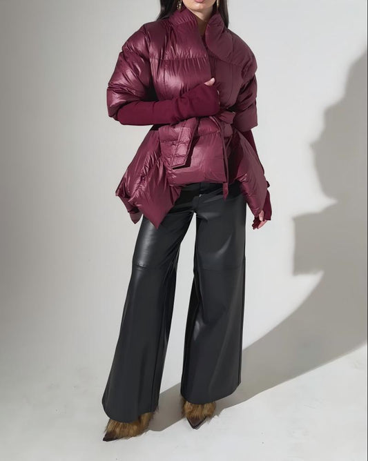 Ribbed cuff puff coat down jacket