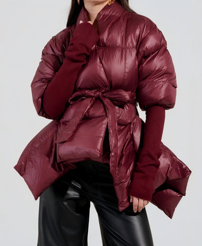 Ribbed cuff puff coat down jacket