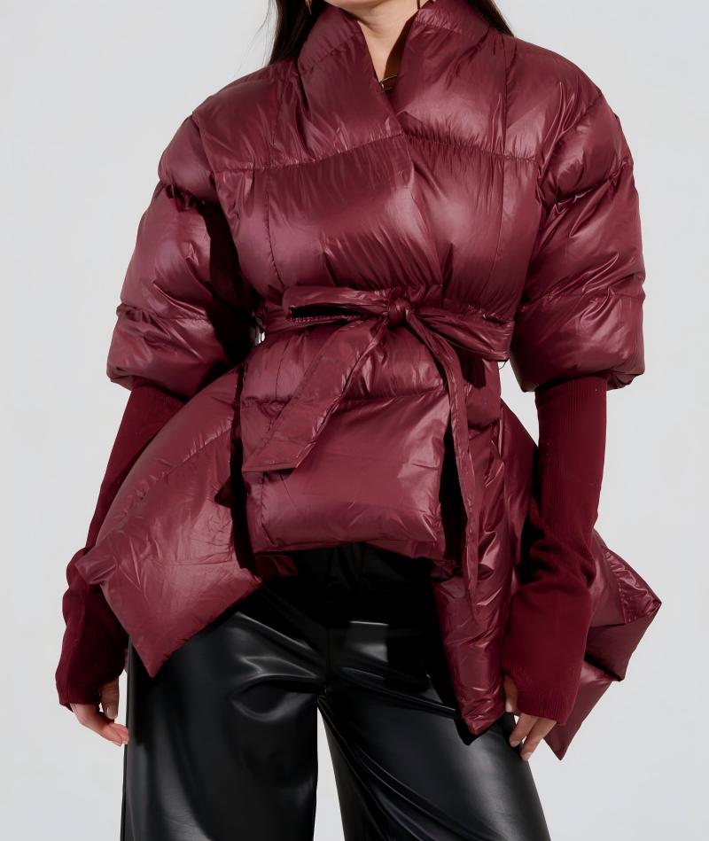 Ribbed cuff puff coat down jacket