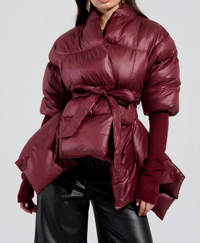 Ribbed cuff puff coat down jacket