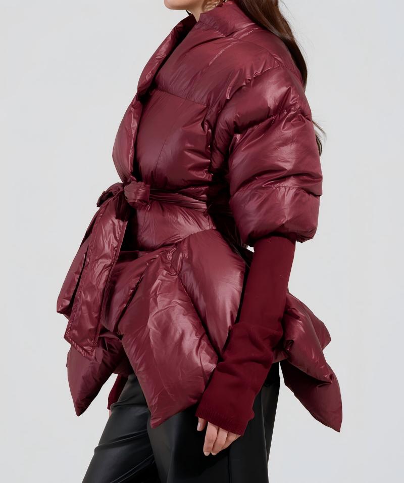Ribbed cuff puff coat down jacket