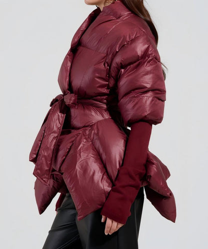 Ribbed cuff puff coat down jacket