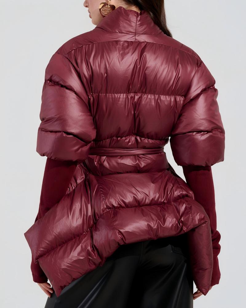 Ribbed cuff puff coat down jacket