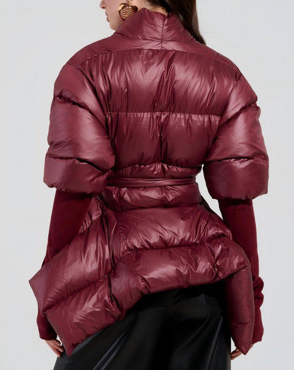 Ribbed cuff puff coat down jacket