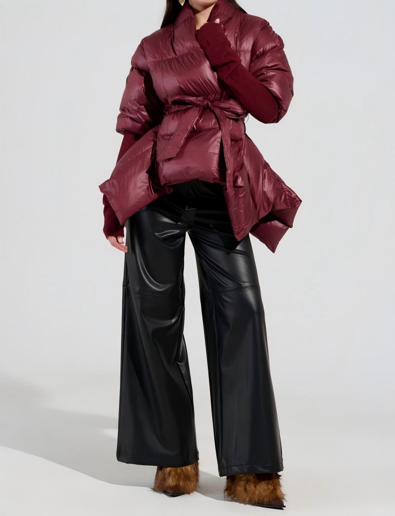 Ribbed cuff puff coat down jacket