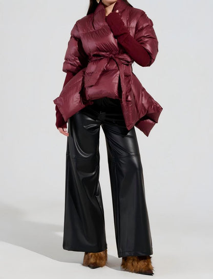 Ribbed cuff puff coat down jacket