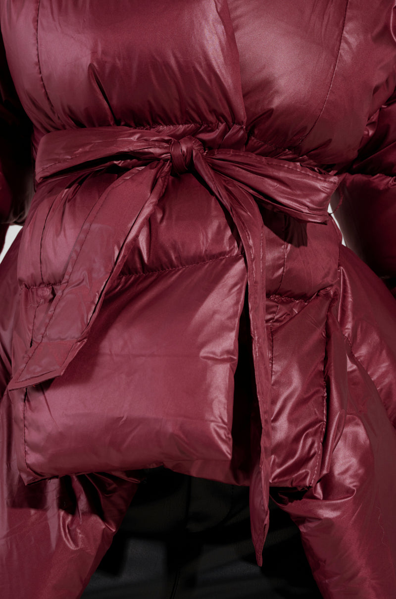 Ribbed cuff puff coat down jacket