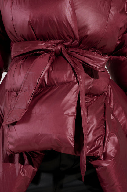 Ribbed cuff puff coat down jacket