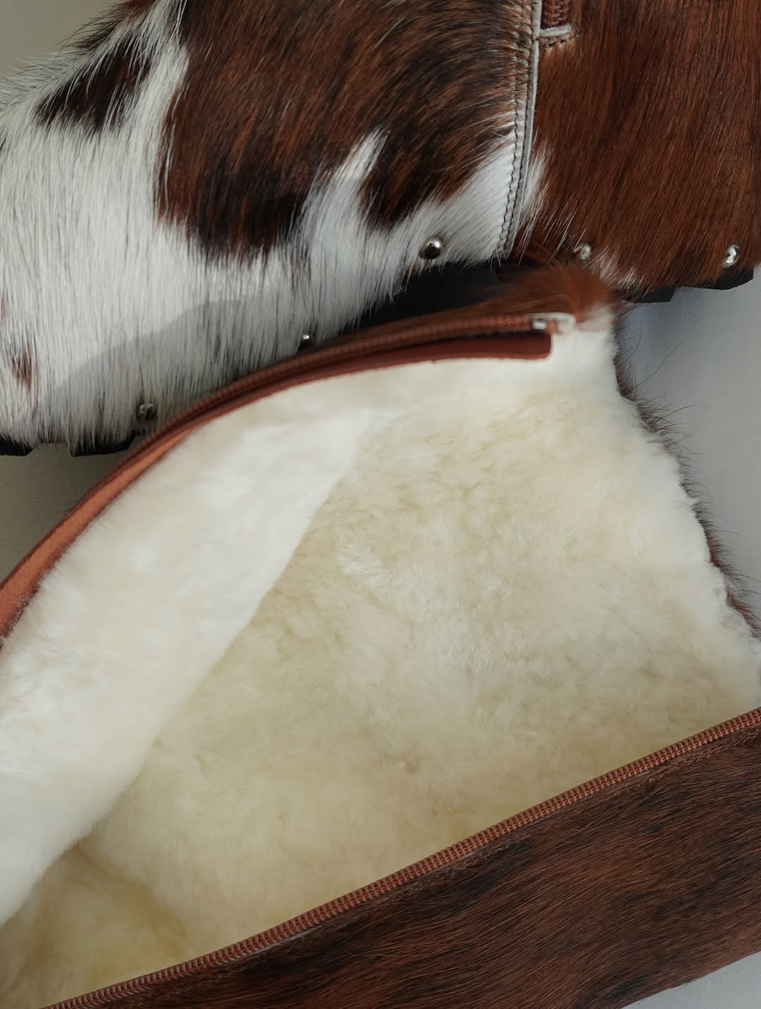 Handmade genuine leather felt high-heeled boots