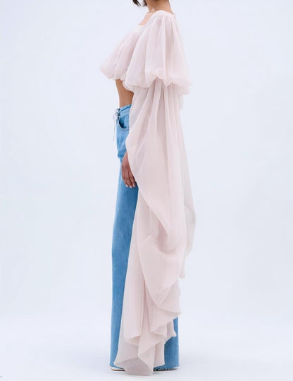 Loose-fitting off-shoulder long-sleeved shirt