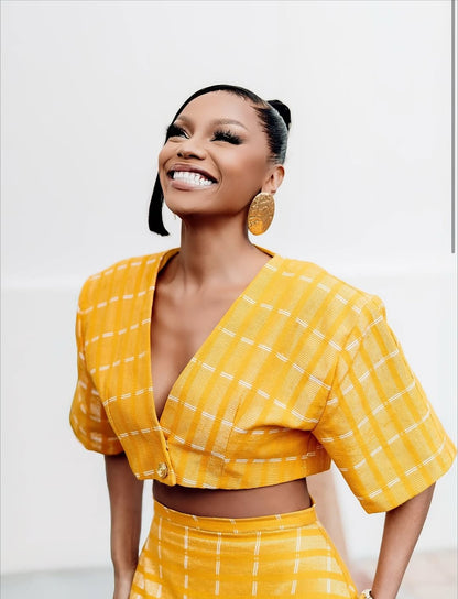 Layered grass skirt + cropped top set