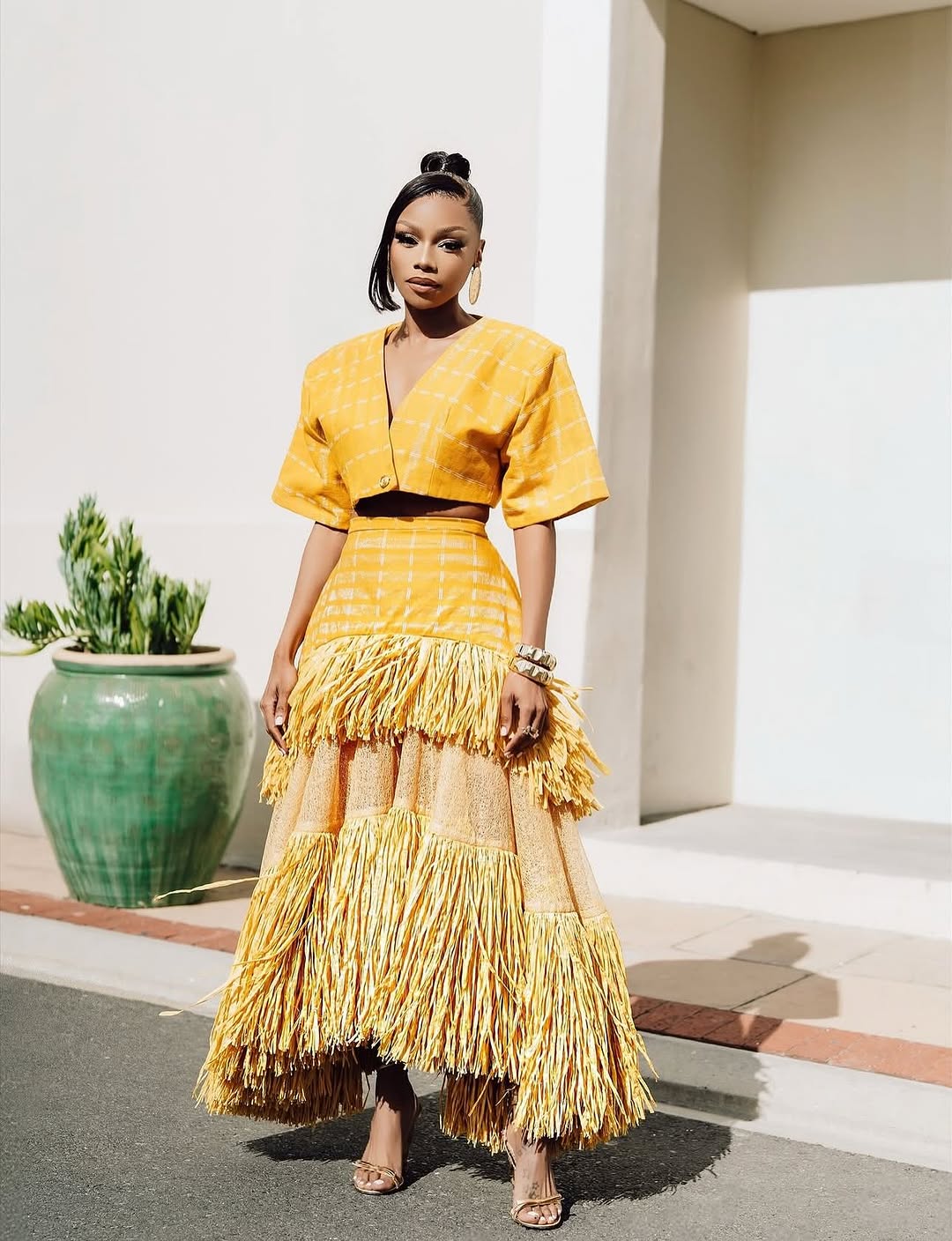 Layered grass skirt + cropped top set