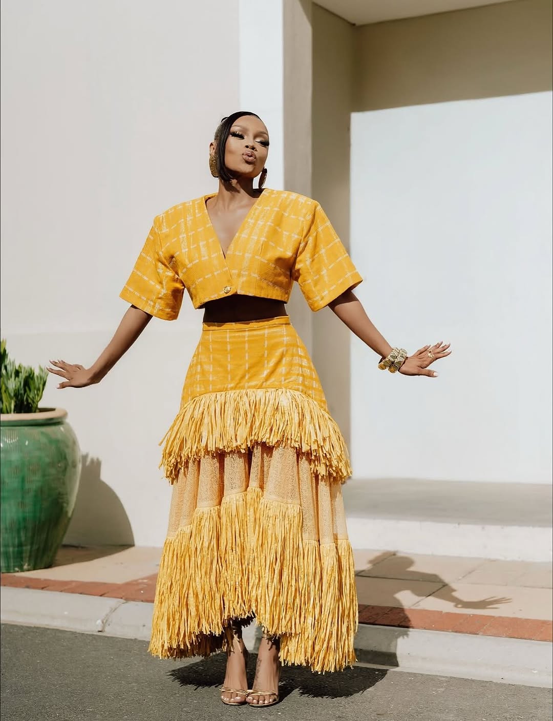 Layered grass skirt + cropped top set