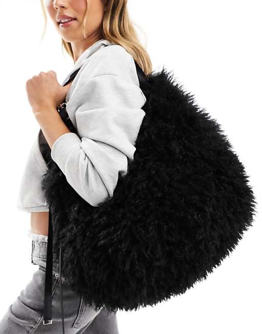 Large faux fur handbag