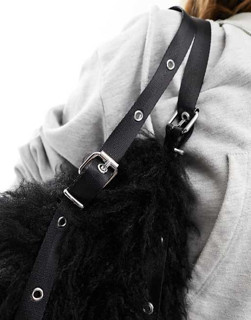 Large faux fur handbag