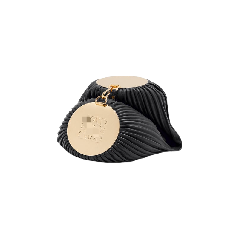 Women's shoulder bag, multi-functional tubular pleated Nappa leather with metal plaque.