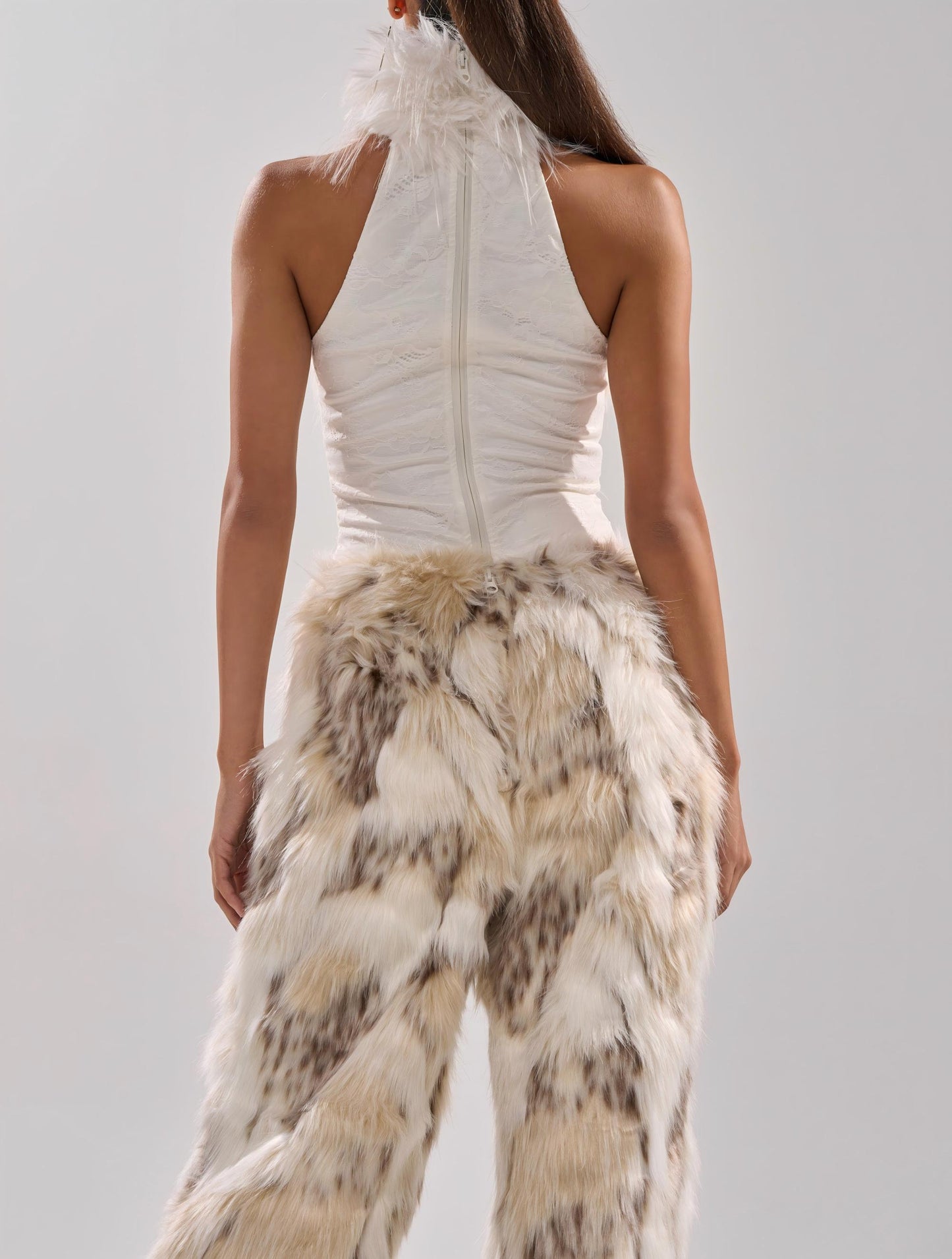 Modern Primitive Man High-Neck Plush Top + Trousers Set