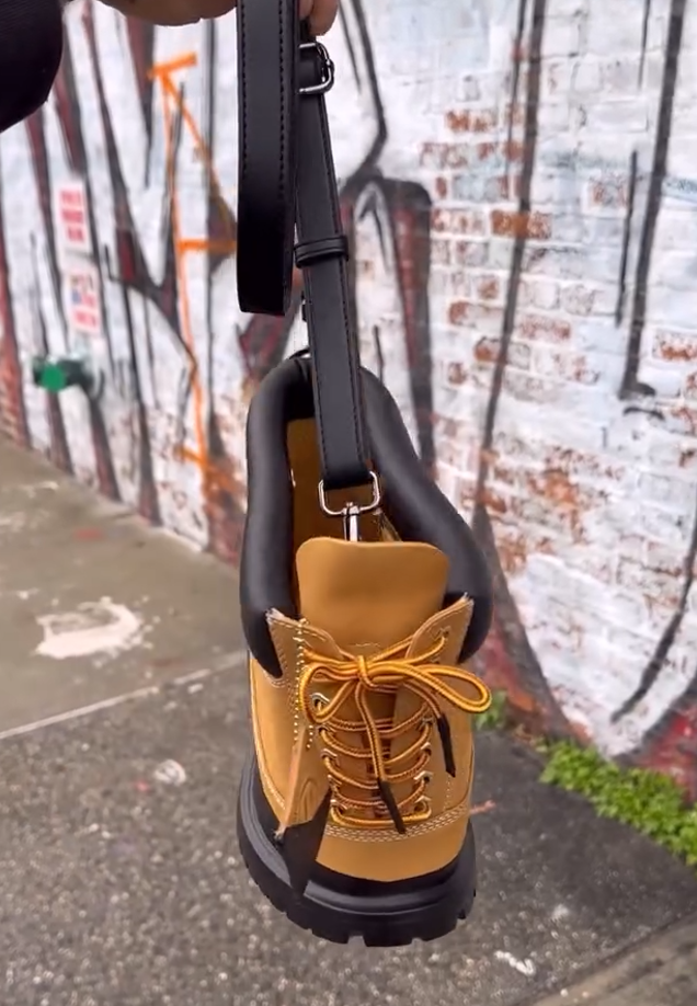 Martens boots transformed into a crossbody bag